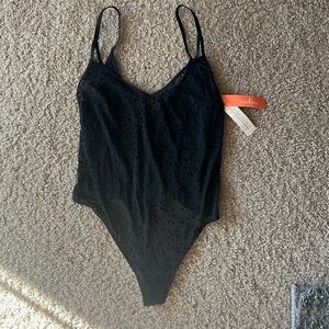 Colsie Sheer Black Bodysuit Velvet Star detail summer music festival top